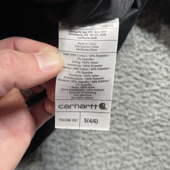 Carhartt Full Swing Zip Hooded Jacket Women Small 4/6 Black Company Logo Duck - Picture 6 of 11